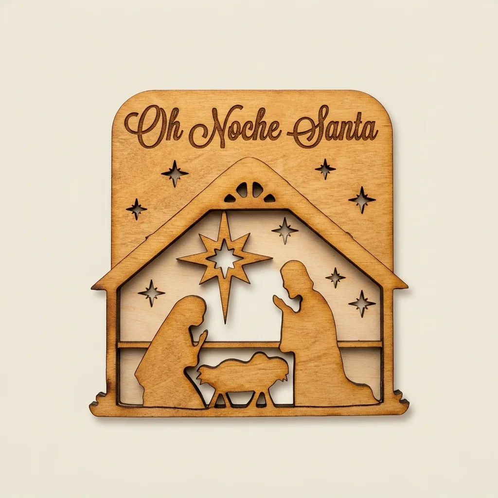Caja sombra navideña pesebre "Oh Noche Santa"