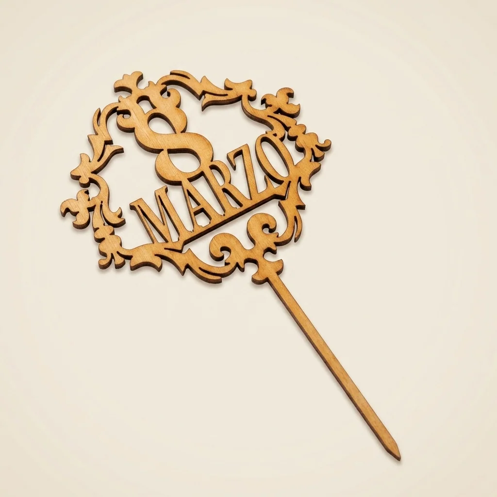 Topper "8 marzo" día de la mujer en marco ornamental