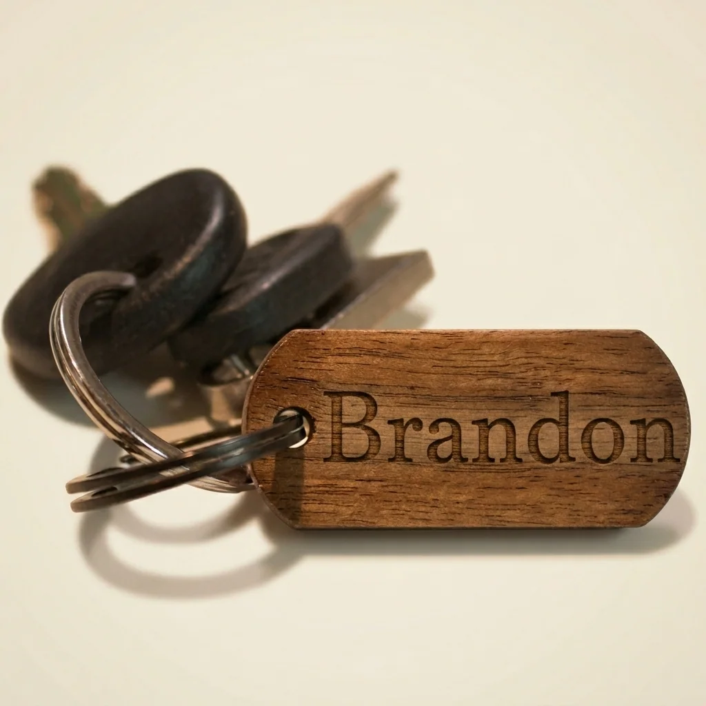 Llavero rectangular personalizado con nombre grabado