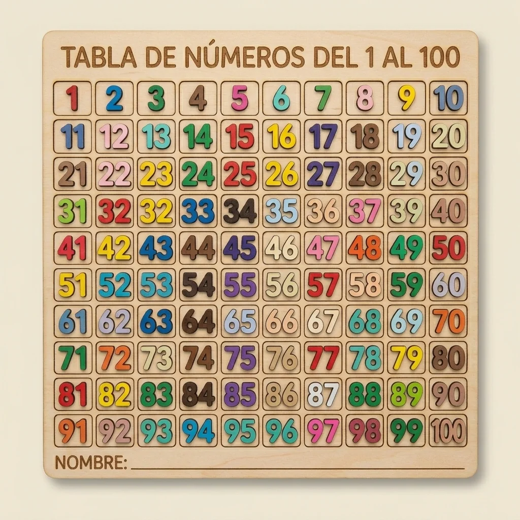 Tabla de números del 1 al 100 educativa