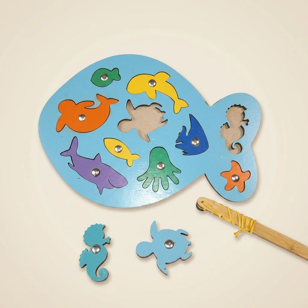 Juego de pesca magnética con criaturas marinas