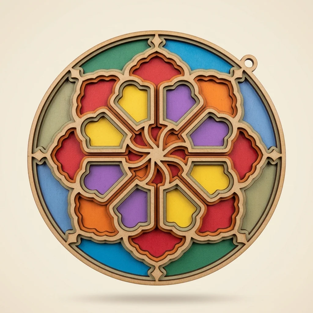 Mandala vidriera circular de colores
