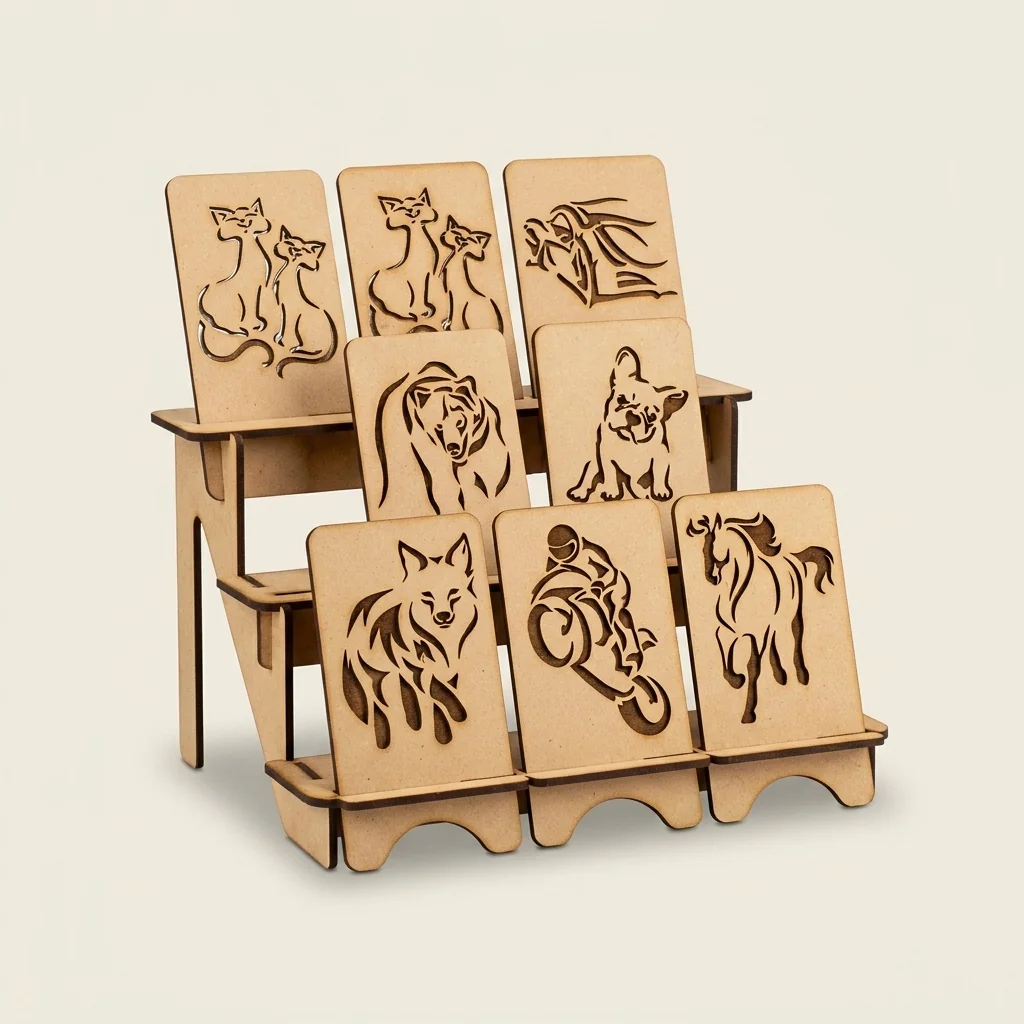 Set de 4 soportes de celular con grabados