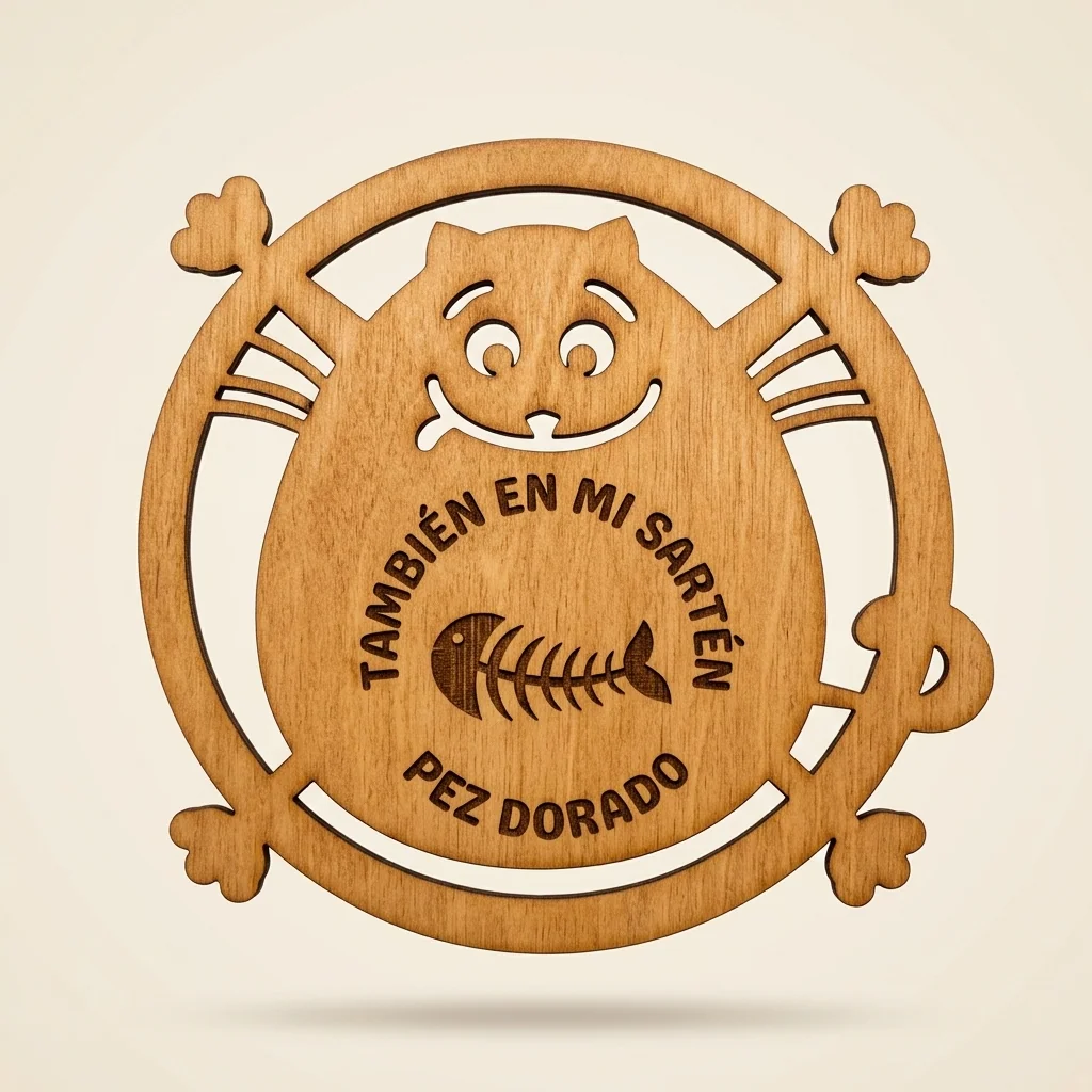 Posavasos con gato y nombre personalizado